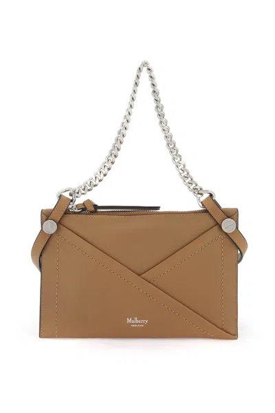 MULBERRY BROWN LEATHER ENVELOPE-LIKE HANDBAG WITH SWAPPABLE HANDLES