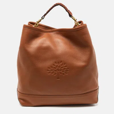 Pre-owned Mulberry Brown Leather Logo Embossed Hobo