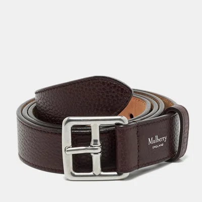 Pre-owned Mulberry Burgundy Leather Buckle Belt 95cm