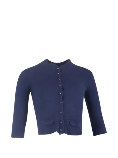 Pre-owned Mulberry Buttoned Cropped Cardigan In Blue