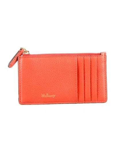 Pre-owned Mulberry Calf Leather Card Holder In Red