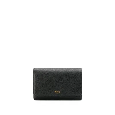 Mulberry Calf Leather Continental Wallet In Black