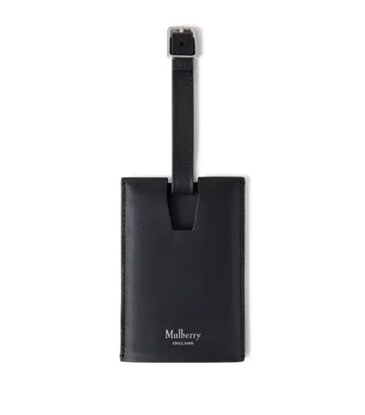 Mulberry Calfskin Logo Luggage Tag In Black