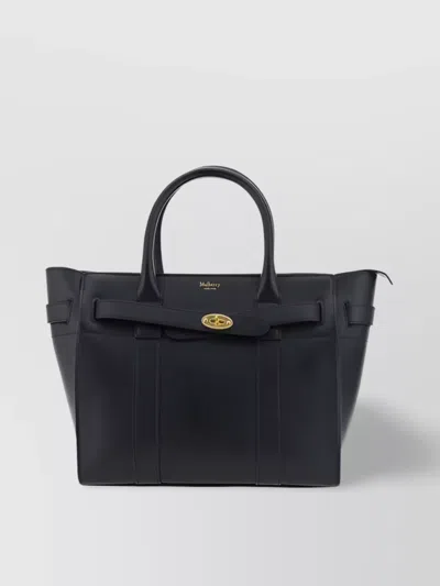 Mulberry Calfskin Tote Bag Gold Hardware In Black