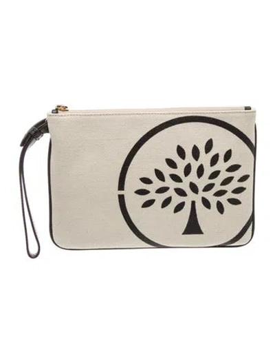Pre-owned Mulberry Canvas Clutch W/ Tags In Neutral