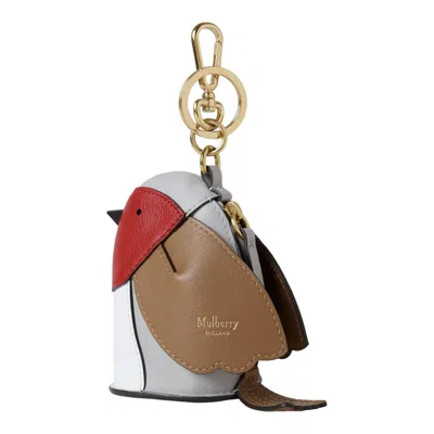 Mulberry Case Keyring Robin Multicolour Mixed Material In Brown