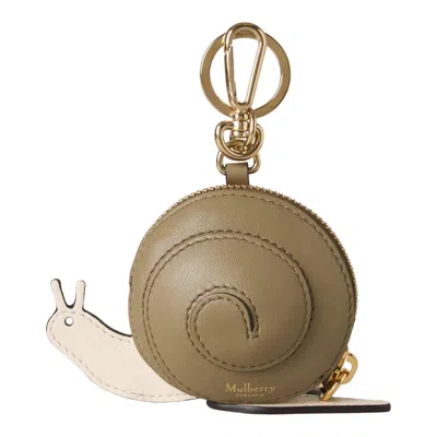 Mulberry Case Keyring Snail Eggshell & Linen Green Mixed Material In Brown