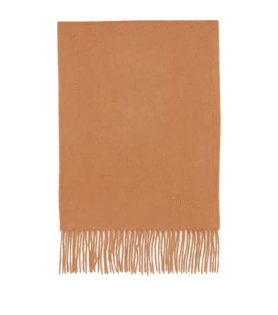 Mulberry Cashmere Fringed Scarf In Brown