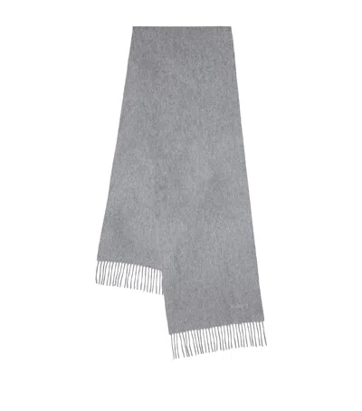 Mulberry Cashmere Fringed Scarf In Gray