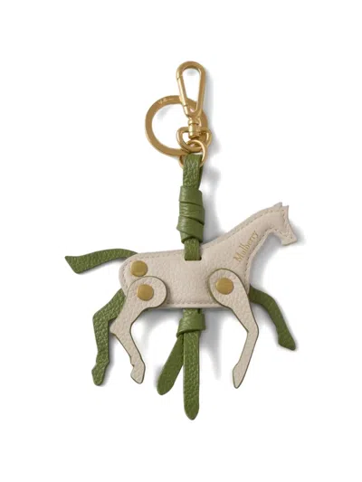 Mulberry Chalk Horse Charm Keyring In Green