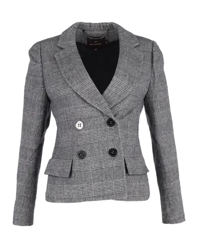 Mulberry Check Double-breasted Blazer In Gray Wool In Grey