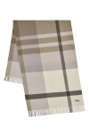 Mulberry Large Check Merino Wool Scarf In Eggshell-olive