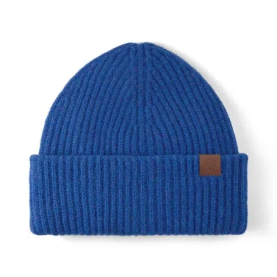 Mulberry Chunky Ribbed Beanie In Blue