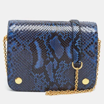 Pre-owned Mulberry Clifton Blue/black Leather And Python Crossbody Bag