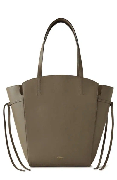 Mulberry Clovelly Calfskin Leather Tote In Linen Green