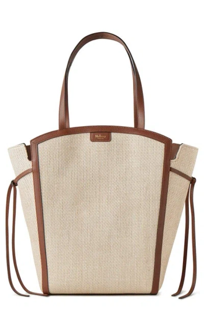 Mulberry Clovelly Raffia Tote In Ecru-bright Oak