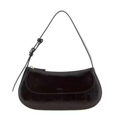 Mulberry Clovelly Shoulder Bag Adjustable Strap Design In Black