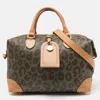 MULBERRY COLOR LEOPARD PRINT COATED CANVAS AND LEATHER BOSTON BAG