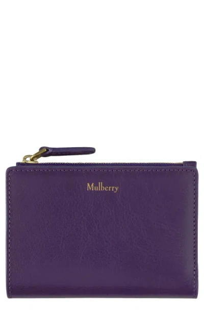 Mulberry Continental Bifold Leather Zip Wallet In Purple