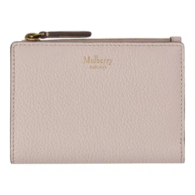 Mulberry Continental Bifold Zipped Wallet Blossom Pink Small Classic Grain