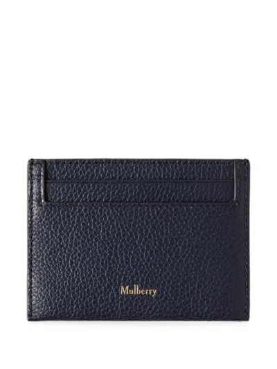 Mulberry Continental Grained Calf Leather Card Holder In Blue
