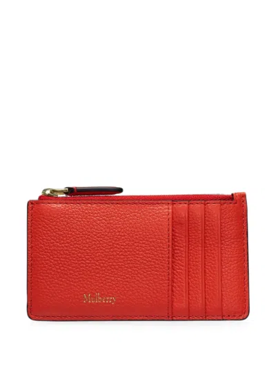 Mulberry Continental Grained Card Holder In Red