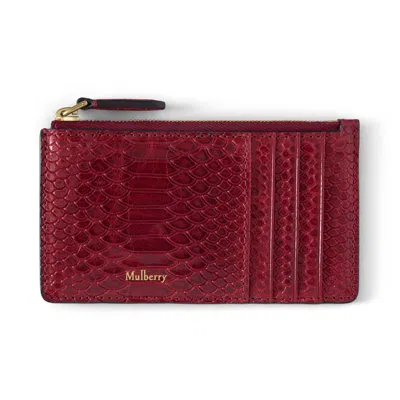 Mulberry Continental Long Zipped Card Holder In Apple Red Waxed Snake Print