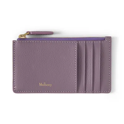 Mulberry Continental Long Zipped Card Holder In Dusky Mauve Small Classic Grain