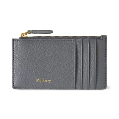 Mulberry Continental Long Zipped Card Holder In Foggy Grey Small Classic Grain