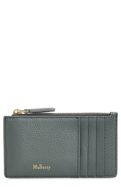 Mulberry Continental Zip Leather Card Holder In Foggy Grey