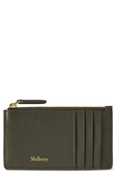 Mulberry Continental Zip Leather Card Holder In Green