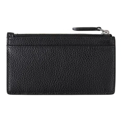 Mulberry Continental Zipped Long Card Holder Black Small Classic Grain
