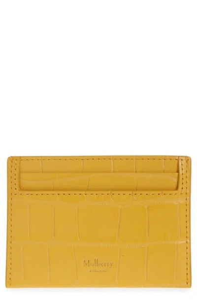 Mulberry Croc Embossed Leather Continental Card Case In Yellow