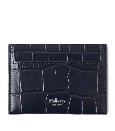 Mulberry Croc-embossed Slip Card Holder In Blue