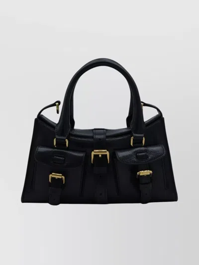 Mulberry Cross-body Bag With Top Handles And Buckle In Black