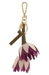 Mulberry Dahlia Floral Bag Charm In Burgundy Multicolor