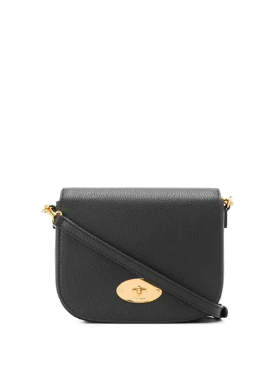 Mulberry 'darley' Black Crossbody Bag With Adjustable And Removable Shoulder Strap And Turn-lock Closure In G