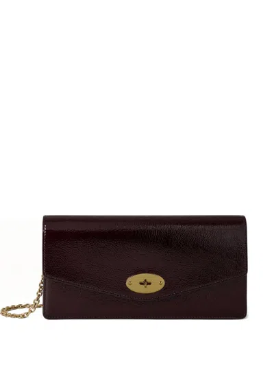 Mulberry Darley Chain-strap Turn-lock Clutch Bag In Burgundy