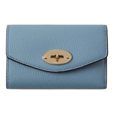 MULBERRY DARLEY FOLDED MULTI-CARD WALLET BRIGHTON BLUE SMALL CLASSIC GRAIN