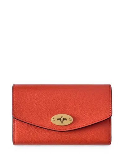 Mulberry Darley Grained-leather Wallet In Orange