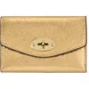 Mulberry Darley Metallic Leather Wallet On A Chain In Gold