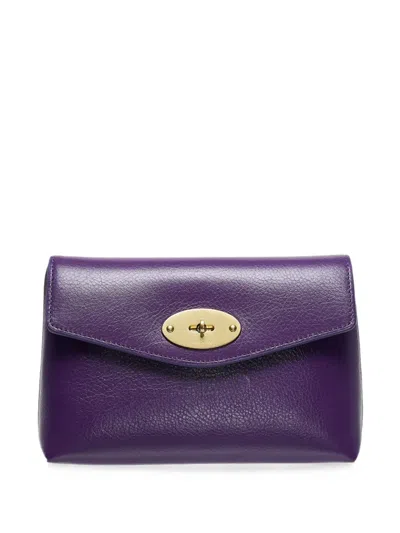 Mulberry Darley Postman's Lock Leather Pouch In Purple