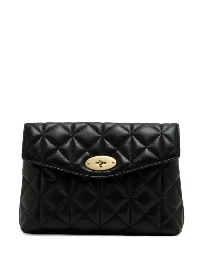 Mulberry Darley Quilted Turnlock Clutch Bag In Black