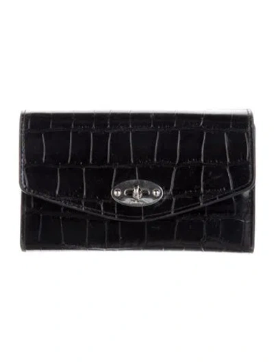 Pre-owned Mulberry Embossed Leather Animal Print Continental Wallet In Black