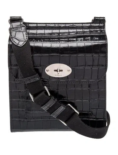 Pre-owned Mulberry Embossed Leather Antony Small In Black