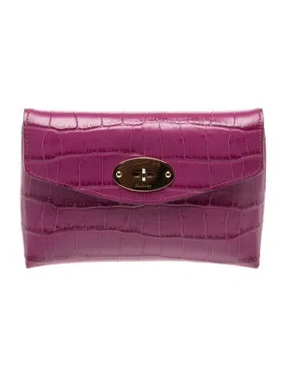 Pre-owned Mulberry Embossed Leather Clutch In Purple