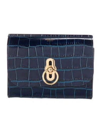 Pre-owned Mulberry Embossed Leather Continental Wallet In Blue