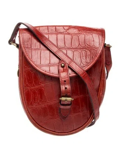 Pre-owned Mulberry Embossed Leather Crossbody Bag Vintage In Red