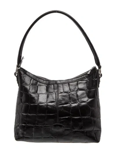 Pre-owned Mulberry Embossed Leather Shoulder Bag In Black