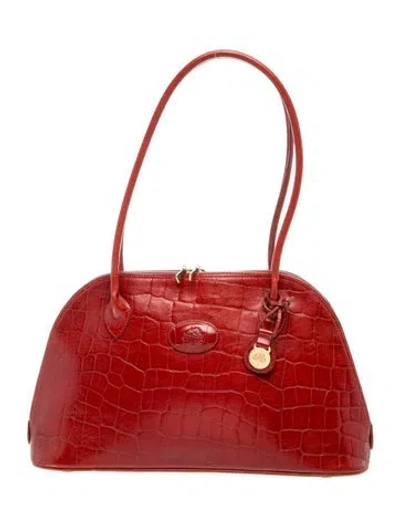 Pre-owned Mulberry Embossed Leather Shoulder Bag In Red